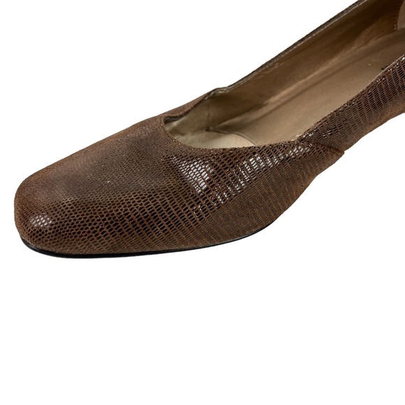 VAN ELI VANELI Genuine Leather Chocolate Brown Slip On Block Heel Pumps Shoes 11 - Picture 6 of 16